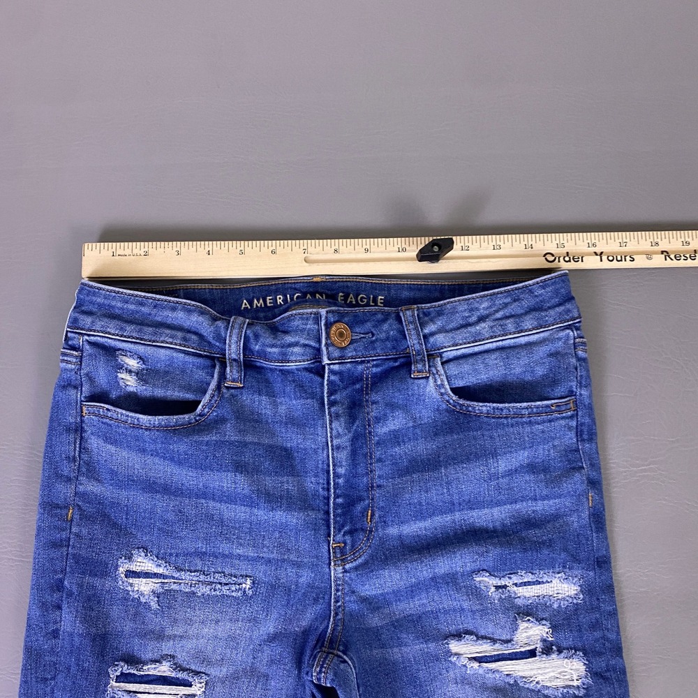 American Eagle Hi-Rise Jegging Jeans Women's 12 Regular Crop Blue Super Stretch - Picture 5 of 12